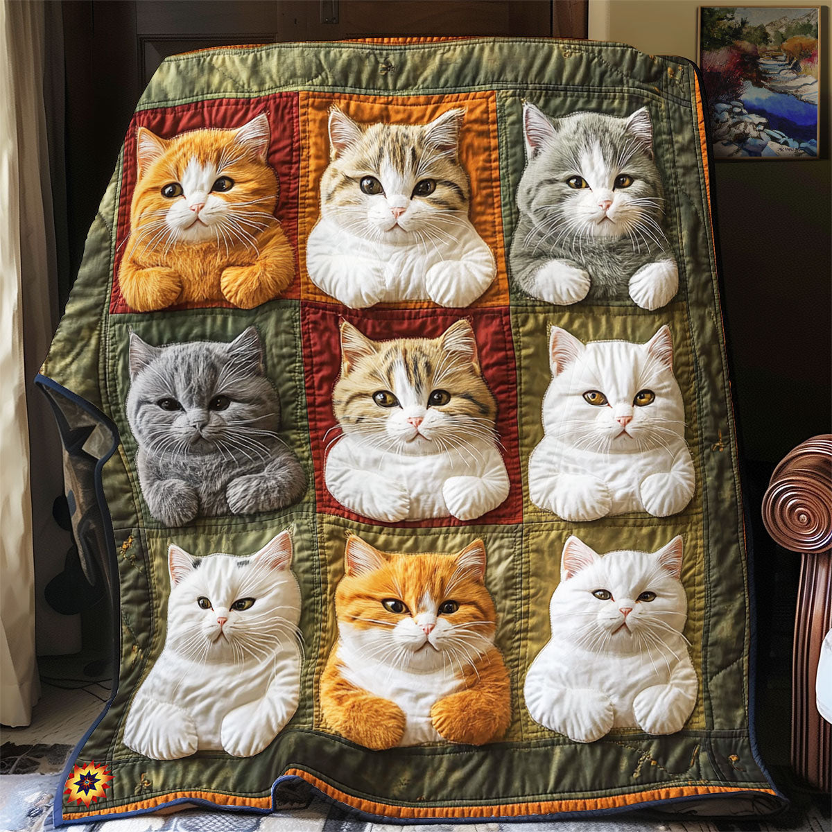 Adorable Cat Mosaic Quilt Blanket Best Throws For Sofas Blanket Best Cat Gifts For Christmas