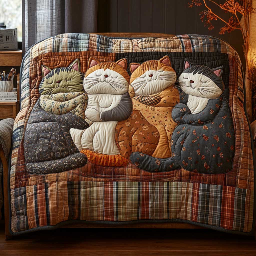 Adorable Cat Family Quilt Blanket Cat Gifts Funny