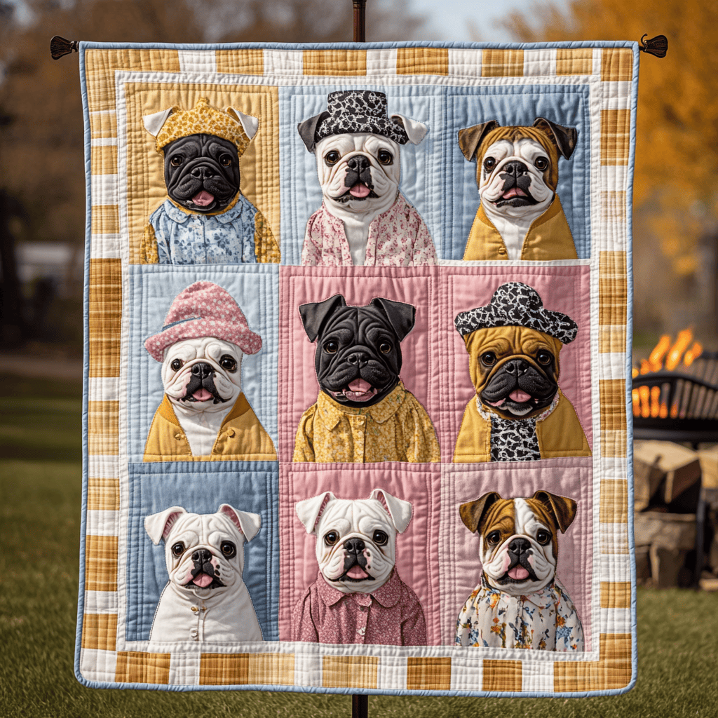Adorable Bulldog Quilt Blanket Bulldog Christmas Gifts
