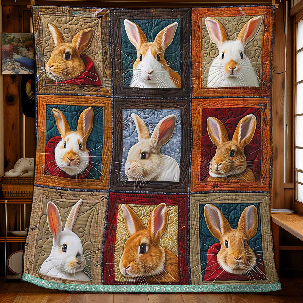 Adorable Bunny Portrait Quilt Blanket Cute Blankets For Teens