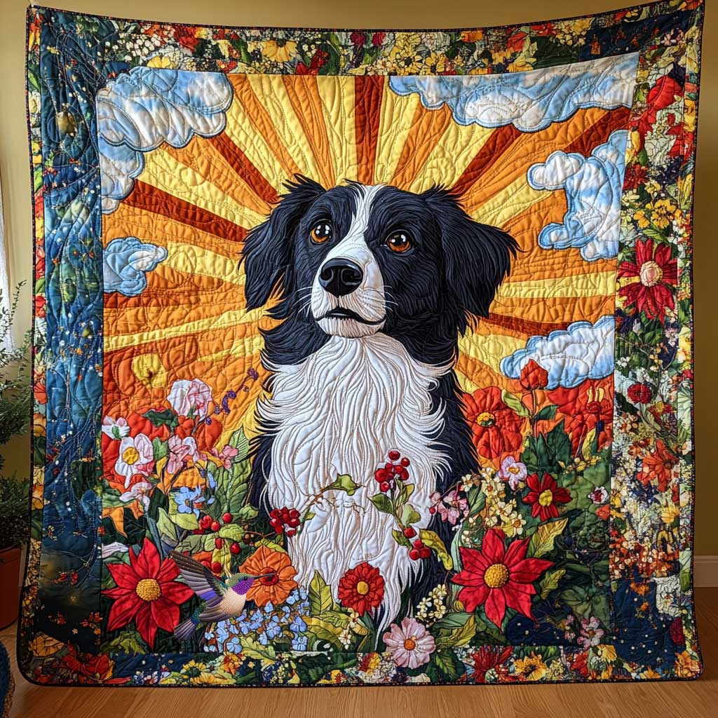 Adorable Border Collie Sun Quilt Blanket Gifts For Dog Owners